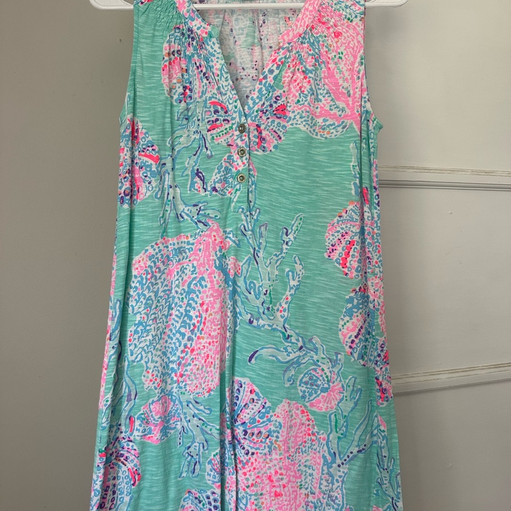 Lilly Pulitzer Aqua and Pink Sleeveless Dress